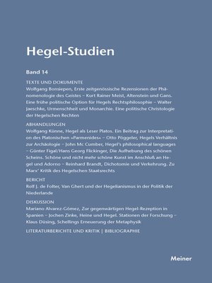 cover image of Hegel-Studien Band 14